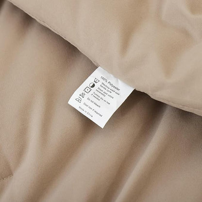 ROSGONIA Oversized King Comforter 120x120, 3pcs Super King Comforter (1 Taupe Comforter & 2 Pillowcases) Lightweight Warm Bedding Set Blanket Quilt