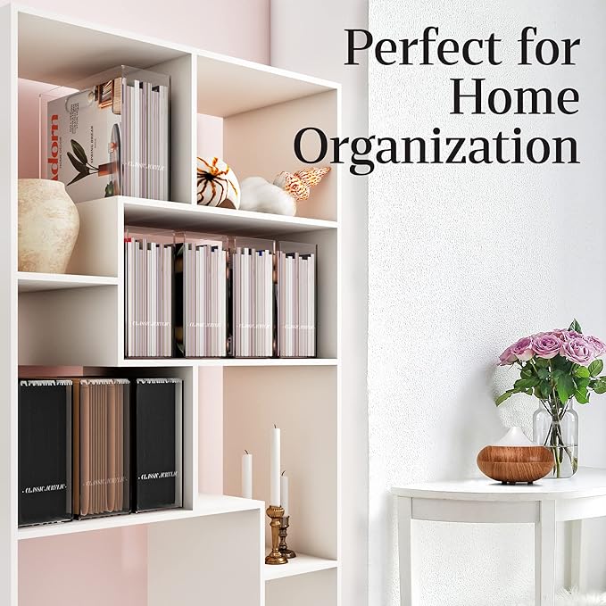 File Organizer for Desk - A Slim Acrylic Storage Box with Handles is great for Office Organization - This Modern Acrylic Magazine Holder makes a Great Gift for Home/Work Space