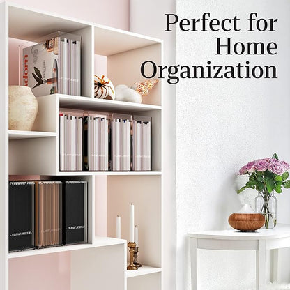 File Organizer for Desk - A Slim Acrylic Storage Box with Handles is great for Office Organization - This Modern Acrylic Magazine Holder makes a Great Gift for Home/Work Space