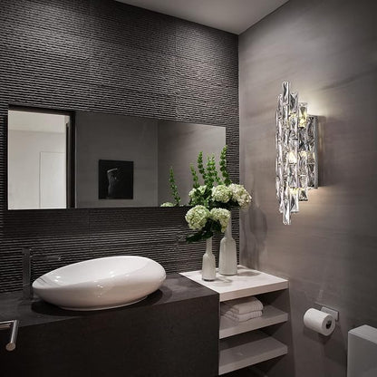 Modern Crystal Chrome Wall Sconces, Wall Light Fixtures, Indoor Wall Lamp, Vanity Wall Mount Lamps for Living Room Bedroom Bathroom Bedside Hallway Stairway