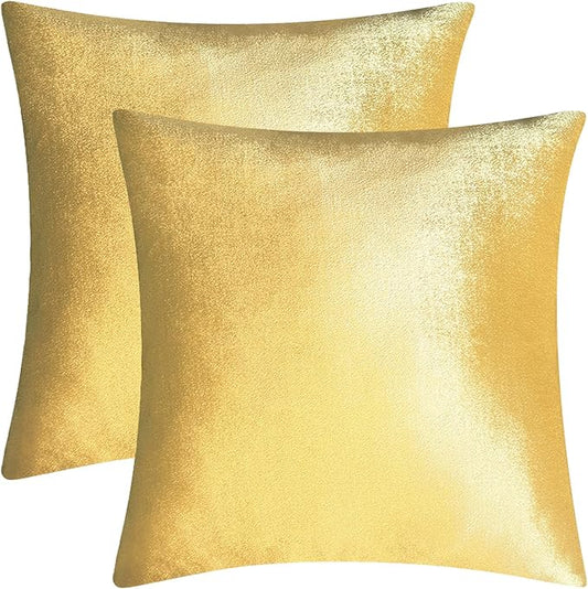 2 Pack 24x24 Pillow Cover Velvet Pillow Covers, Square Throw Pillow Covers for Living Room Decorations Throw Pillow Case, Throw Pillow Cover Cushion Cover for Home Sofa Bedroom Car, Gold