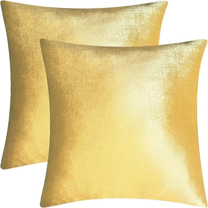 2 Pack 16x16 Pillow Cover Velvet Pillow Covers, Square Throw Pillow Covers for Living Room Decorations Throw Pillow Case, Throw Pillow Cover Cushion Cover for Home Sofa Bedroom Car, Gold