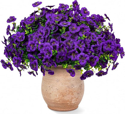 Artificial Flowers, 24 Bundles, Decorative Bouquets for Home, Wedding, Garden, Office Decor (Dark Purple)