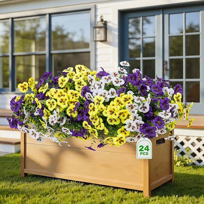 Artificial Flowers, 24 Bundles, Decorative Bouquets for Home, Wedding, Garden, Office Decor (3 Multicolor)