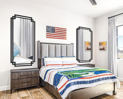 30" x 59" Large Wall Mirror for Decor, Black Decorative Mirror with Irregular and Rectangular Metal Frame, Black Large Bathroom Mirror Above Sink, Hang Vertically or Horizontally