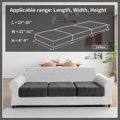 Couch Covers for Sectional Sofa, Washable Stretch Soft Sofa Cushion Covers L Shape Sofa Slipcovers Anti Slip Furniture Decor Protector for Pets (3 Seaters Covers,Dark Gray)