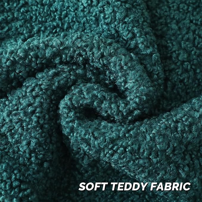 FUTEI Dark Green Throw Pillow Covers 20x20 Inch Set of 2,Furry Faux Fur Teddy Boucle Textured Cushion Covers,Soft Fluffy Decorative Pillow Case,Home Decor for Couch Bed Living Room Office Car