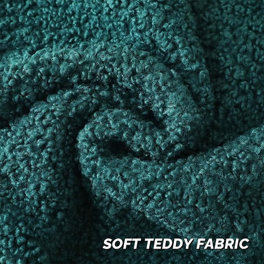 FUTEI Dark Green Throw Pillow Covers 20x20 Inch Set of 2,Furry Faux Fur Teddy Boucle Textured Cushion Covers,Soft Fluffy Decorative Pillow Case,Home Decor for Couch Bed Living Room Office Car
