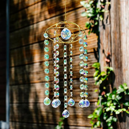 H&D HYALINE & DORA Planet Shape Gold Crystal Suncatcher Crystal Ball Prism Suncatcher Sun Catcher Windchime Indoor Outdoor Decor