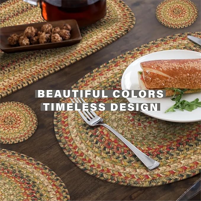 Homespice Kingston Dining Placemats, Warm Country Decor, Set of 6, Multicolor - 13x19 Rectangle Table Mats - Vibrant Colors, Durable, Easy to Clean and Protects Furniture