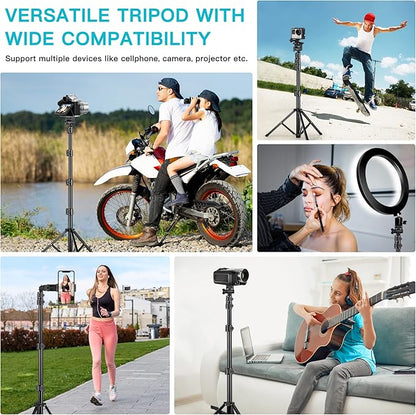 74" Flexible Phone Tripod, Tall Cell Phone Tripod with Adjustable Gooseneck & Remote, Portable Camera Cellphone Stand for Video Recording, Compatible with iPhone Android