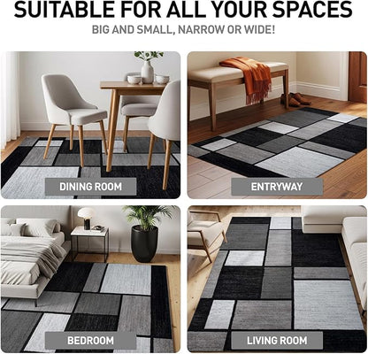 Rugshop Modern Geometric Gray Area Rug, Non-Shedding Carpet for Living Room, Bedroom, or Study, 6'6" x 9'