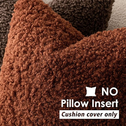 Foindtower 2 Pieces 22x22 Inch Hazel Brown,Faux Fur Throw Pillow Cover Accent Sherpa Furry Pillow Covers Fuzzy Soft Pillowcases Cozy Sheepskin Decorative Fleece Cushion Case for Bed Couch Living Room