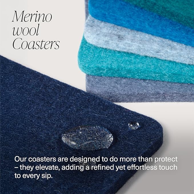 Graf Lantz - Bierfilzl Merino Wool Square Coasters Set of 6 - Midcentury (4"x4"x5mm) - Absorbs 30% Weight, Natural German Wool - Heat Resistant, Sustainable, Reusable - Home Decor & Coffee Table Decor