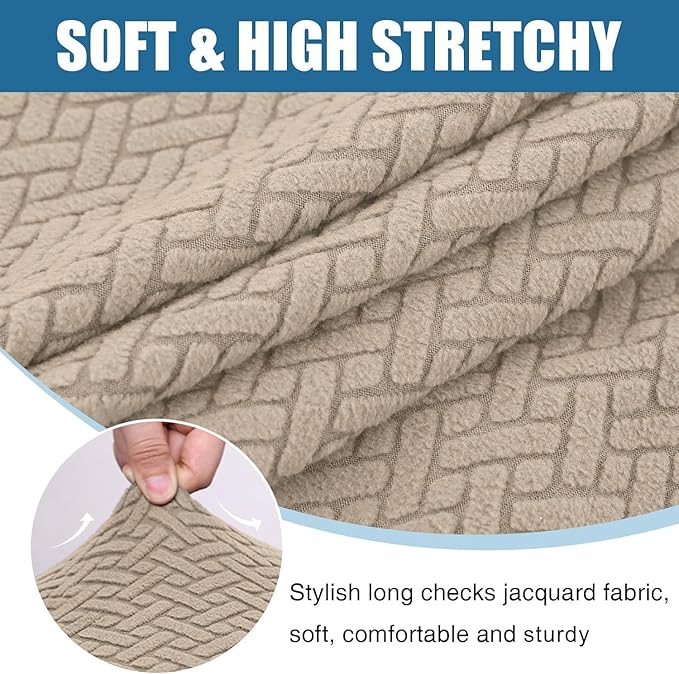 Smiry Waterproof Couch Cushion Covers, Stretch Jacquard Thick Sofa Cushion Covers, Washable Seat Slipcover Elastic Furniture Protector for Pets, Kid (2PC, Camel)
