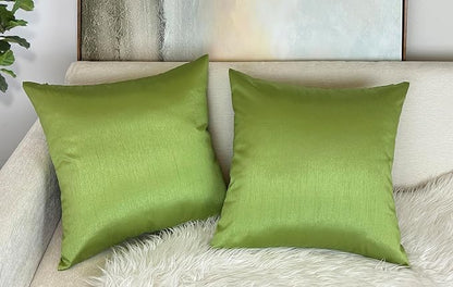 Aiking Home 24x24 Inches Faux Silk Square European Shams, Zipper Closure, Green (Set of 2)