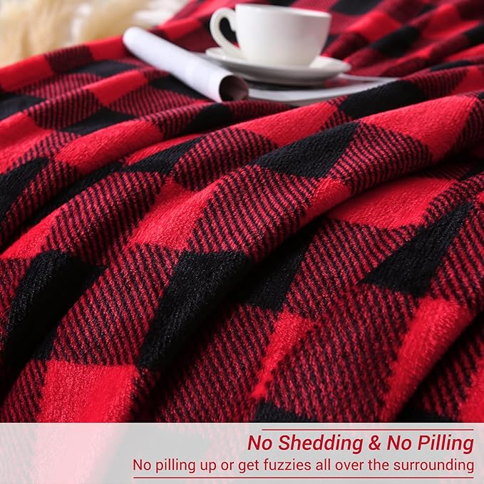 Viviland Checkered Blanket Queen Size Blanket - Soft Fuzzy Cozy Buffalo Plaid Queen for Bed, 90x90 inches