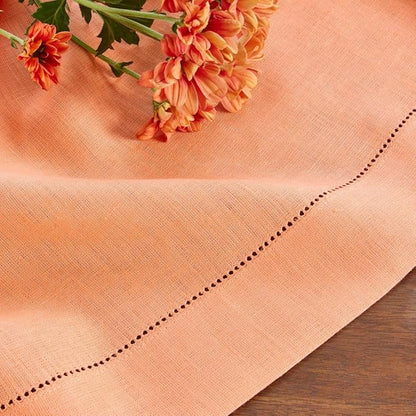 Solino Home Linen Cloth Napkins Set of 4-100% Pure Linen Coral Dinner Napkins 20 x 20 Inch for Valentines - Classic Hemstitch, Handcrafted and Machine Washable