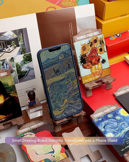 Creative Masterpiece Painting Board Phone Stand for Stylish Desktop Display – Complete Set of Acrylic Decorations, Ideal Gift Option! (Mona Lisa - da Vinci)