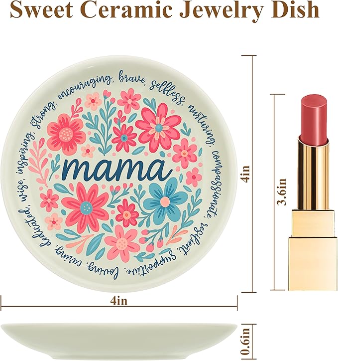 JoycuFF Mama Jewelry Dish New Mom Gifts for Women, Mama Mom to Be Gift Trinket Ring Dish New Mother Essentials
