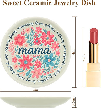 JoycuFF Mama Jewelry Dish New Mom Gifts for Women, Mama Mom to Be Gift Trinket Ring Dish New Mother Essentials