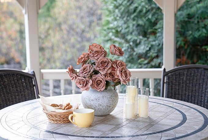 Rustic White Two-Ear Ceramic Vase with Hand-Glazed, Textured Pottery Vase with Two Ears for Centerpieces, Kitchen, Living Room, Bedroom Decor Gifts (Rustic White, Short)