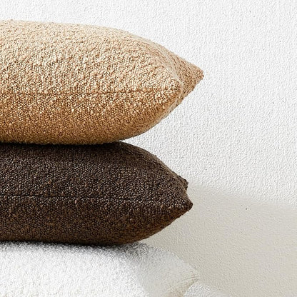 Mixhug Decorative Boucle Throw Pillow Covers, Camel, 12 x 20 Inches, Pack of 2 - Textured Boho Pillow Covers for Couch and Bed