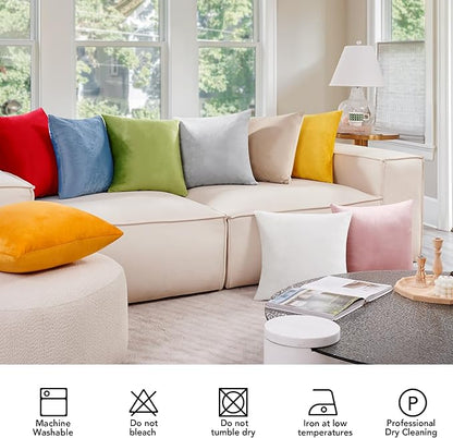 Deconovo Decorative Velvet Throw Pillow Covers 16x16 Inch Set of 2, Soft Square Cushion Cases for Couch Sofa Living Room Decor Bedroom Outdoor Right Red Pillow Covers with Invisible Zipper