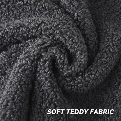 FUTEI Charcoal Throw Pillow Covers 16x16 Inch Set of 2,Furry Faux Fur Teddy Boucle Textured Cushion Covers,Soft Fluffy Decorative Pillow Case,Home Decor for Couch Bed Living Room Office Car