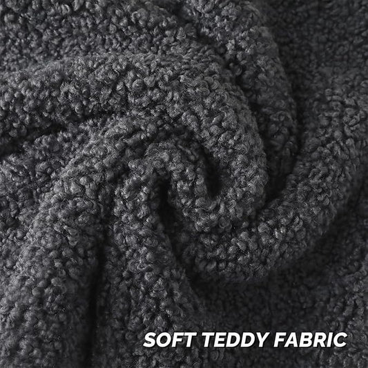 FUTEI Charcoal Throw Pillow Covers 18x18 Inch Set of 2,Furry Faux Fur Teddy Boucle Textured Cushion Covers,Soft Fluffy Decorative Pillow Case,Home Decor for Couch Bed Living Room Office Car