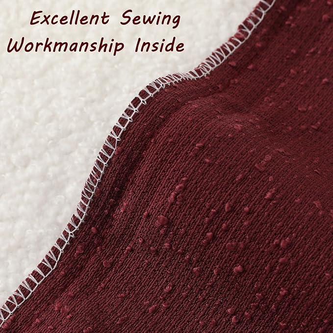 FUTEI Pack of 2 Burgundy Decorative Throw Pillow Covers 26x26 Inch Soft Cozy Solid Boucle Textured Euro Pillow Shams,Modern Home Decor for Couch Bed Living Room