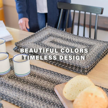 Homespice Flint Hill Dining Placemats, Warm Primitive Decor, Set of 6, Grey - 13x19 Rectangle Table Mats - Vibrant Colors, Durable, Easy to Clean and Protects Furniture