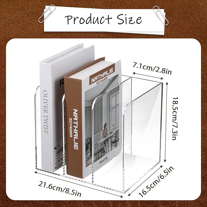 Acrylic Magazine Holder, Thickened Clear Desk Organizer with 3 Vertical Compartment Acrylic File Sorter Organizer for Office, Home, Classroom