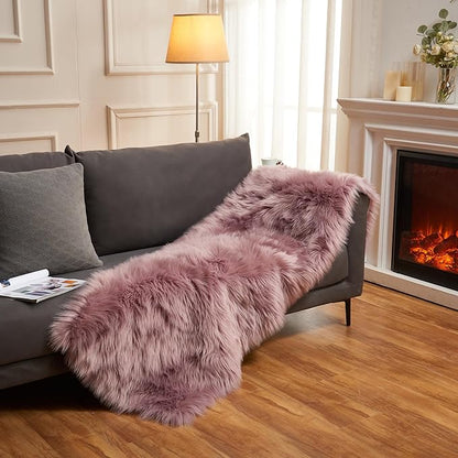 EasyJoy Ultra Soft Fluffy Rugs Faux Fur Rug Chair Cover Seat Pad Fuzzy Area Rug (Light Purple, 2x6 ft Rectangle)