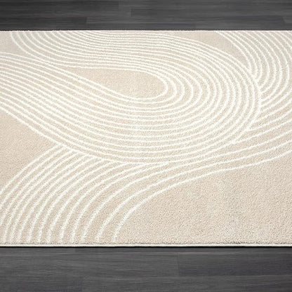 Abani Nuevo Collection Area Rug - Transitional Beige/Cream Design -2' x 3' - Easy to Clean - Durable for Kids and Pets - Non-Shedding - Medium Pile - Soft Feel - for Living Room, Bedroom & Office