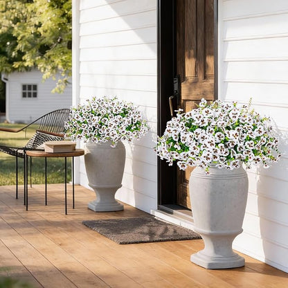 Artificial Flowers, 24 Bundles, Decorative Bouquets for Home, Wedding, Garden, Office Decor (White)