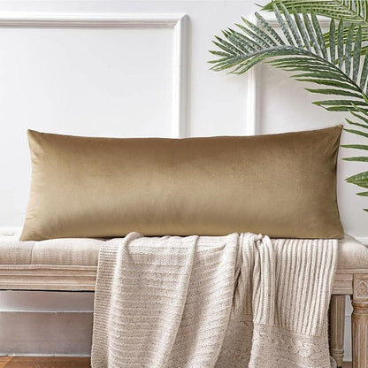 Artscope Luxury Velvet Lumbar Pillow Cover Super Soft Decorative Rectangle Pillowcases Soft Solid Cushion Cases for Couch Sofa Bedroom Car Decor 14x36 Inch Golden Brown