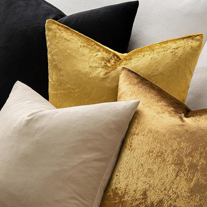 MIULEE Velvet Throw Pillow Covers 14x14 Inch, Pack of 2 - Dark Gold, Soft Solid Small Decorative Pillow Covers Modern Luxury Home Decor for Couch Chair Sofa Bedroom Livingroom Car