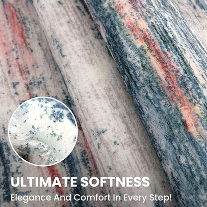 2x6 Modern Abstract Runner Rug for Hallway, Teal Blue Peach Gray Multi Super Soft Hallways Decor Kitchen Rugs with Non-Slip, Non-Shedding Washable Rug for Entryway Bedroom Laundry Indoor
