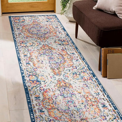 Rugshop Vintage Distressed Bohemian Area Rug – Vibrant Multi-Color Tribal Design, 2' x 10'