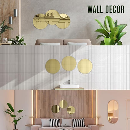 Houseables Gold Mirror Centerpieces For Tables, Round Mirrors For Centerpieces, Mirrored Trays, Round Table Plate Tray, Circle, Glass Charger, Wedding, Center Piece, Small, Base, Candle, 8 Inch, 12 PK