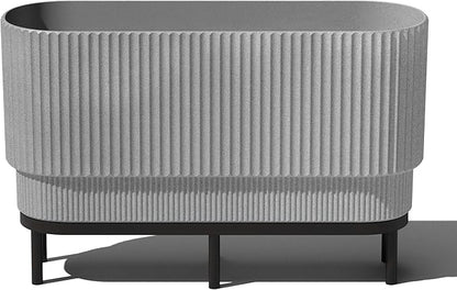 Veradek Demi Series Raised Long Planter for Indoor/Outdoor Use | Made from Plastic & Stone w/Wooden Stand | Modern Patio Décor for Flowers/Shrubs