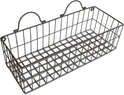 DII Farmhouse Vintage Décor, Wire Wall Basket, Assorted, Gray, 2 Piece