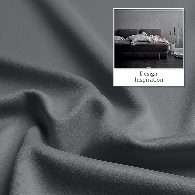 DUALIFE Grey Blackout Curtains for Bedroom 63 inches Long 2 Panels Grommet Window Treatment Thermal Insulated Room Darkening Window Panels Drapes for Living Room 52x63 inch Length