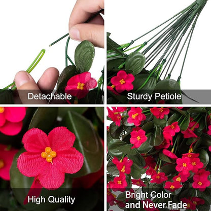 HyeFlora Artificial Fake Outdoor Outside Hanging Plants Flowers Vines for Spring Decoration, 2PCS Faux Silk Hotpink Daisy Mums UV Resistant Look Real Orchid Vine for Indoor Home Balcony Porch Planter
