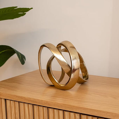 JONATHAN Y DEC1000C Chamberlain 7" Aluminum Abstract Knot Decorative Sculpture Home Decor for Office, Bedroom, Living Room, Shelves & Coffee Tables, Gold