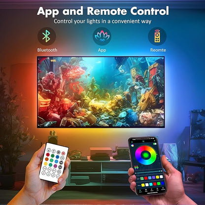 Maylit ICRGB TV LED Backlight, App Control LED Lights for 71-75in TV/Monitor, Music Sync Color Changing TV LED Strip Lights for Home Decor, USB Powered Gaming Accessories Lights for Bedroom Room Decor