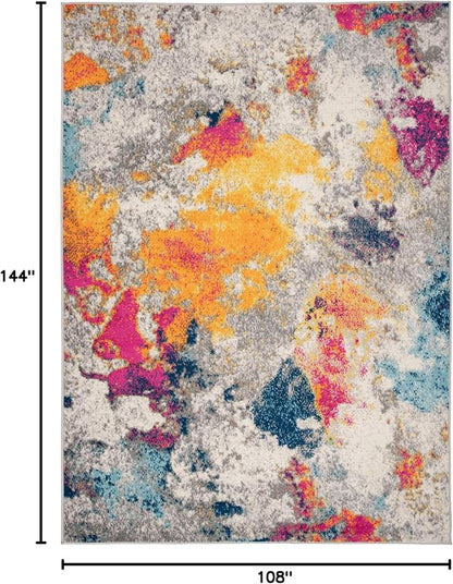 Rugshop Distressed Abstract Watercolor Large Area Rug, Non-Shedding Multicolor Carpet for Living Room Master Bedroom or Lounge, 9' x 12'