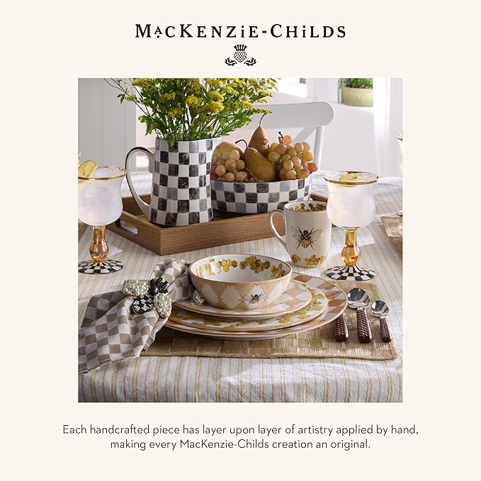 MACKENZIE-CHILDS Set of 4 Sinamay Placemats, Durable Woven Table Mats, Flax