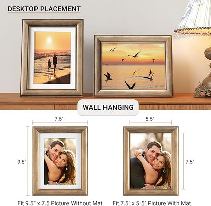 Heimlove 6x8 Picture Frame,6 x 8 Solid White Oak Photo Frame with Tempered Glass,6"x8" Handcrafted Wood Frame Matted to 5x7 Photos for Wall or Tabletop Family picture Display,1 Pack